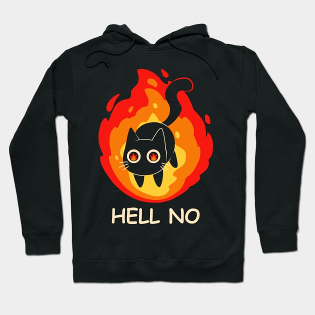 Hell No Cat Halloween Hoodie by Digital Magician